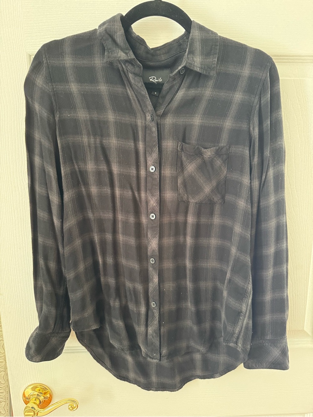 Rails Black Plaid Button-Up Shirt